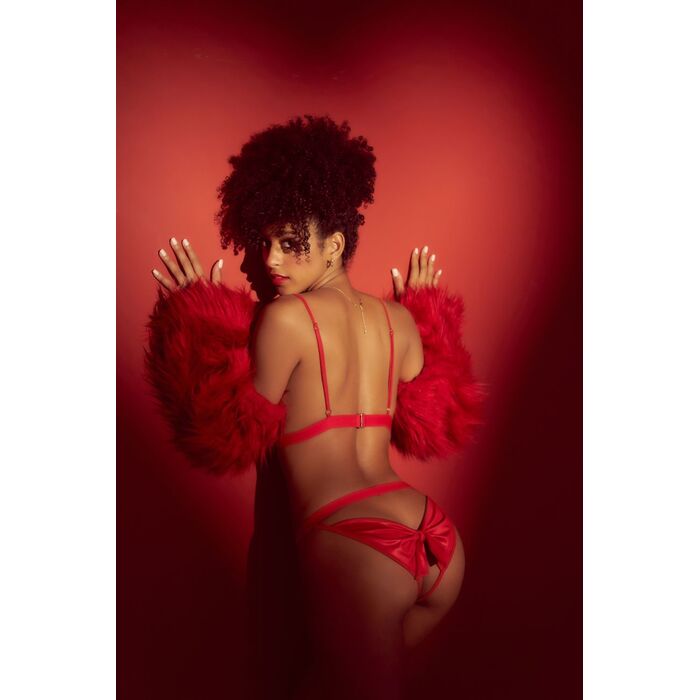 Set Lenjerie Intima Love Mapale - 8901 - Open‑Cup Bow Two‑Piece Set, Rosu back