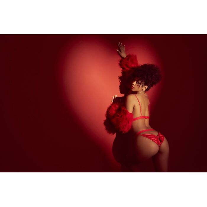 Set Lenjerie Intima Love Mapale - 8901 - Open‑Cup Bow Two‑Piece Set, Rosu landscape view