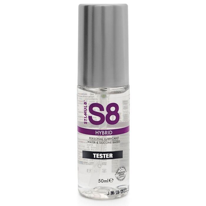 Lubrifiant hibrid S8 Stimul8 TESTER 50ml, flacon pe baza de apa si silicon