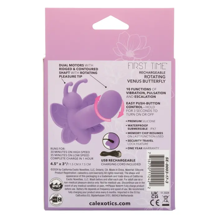 Stimulator Clitoral CalExotics Venus Butterfly Rotativ, Violet cutie spate