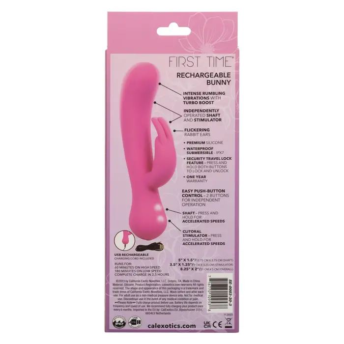Vibrator CalExotics Rechargeable Bunny - Roz cutie spate