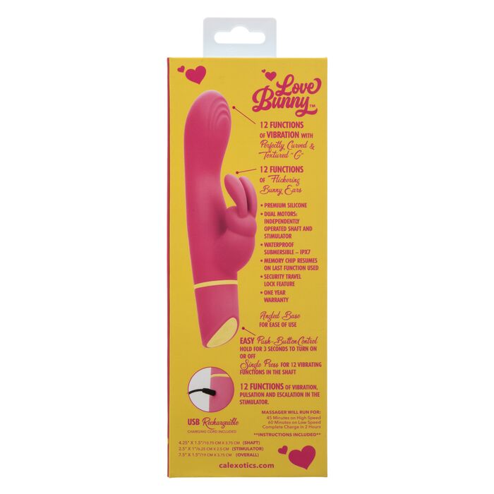 Vibrator Rabbit cu Doua Motoare Love Bunny CalExotics, Roz cutie spate