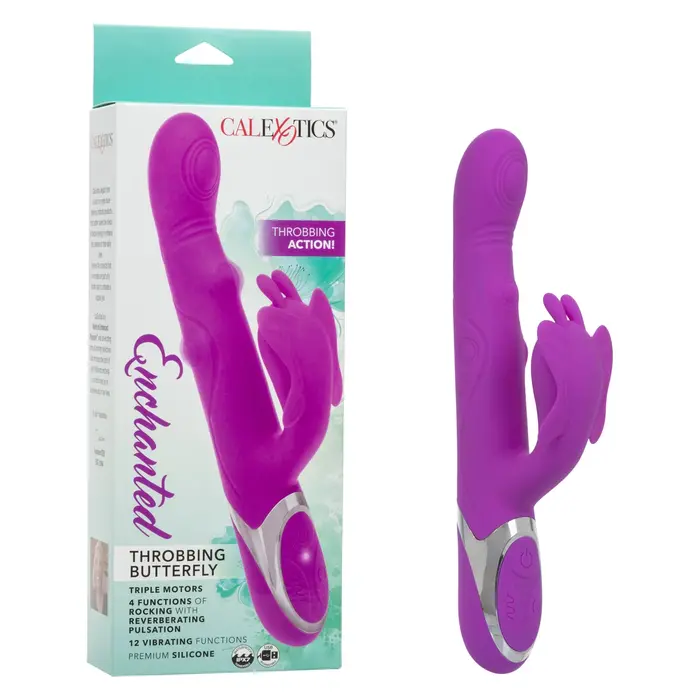 Vibrator Rabbit cu Pulsatie Enchanted Throbbing Butterfly CalExotics violet