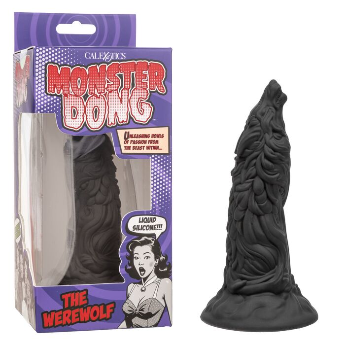 Dildo Fantezie Lup The Werewolf Dong CalExotics, Negru cutie si produs