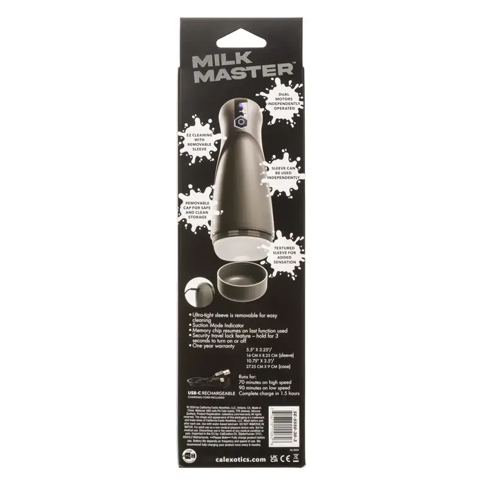 Masturbator Automat cu Vibratie si Suctiune Milk Master CalExotics, spate cutie