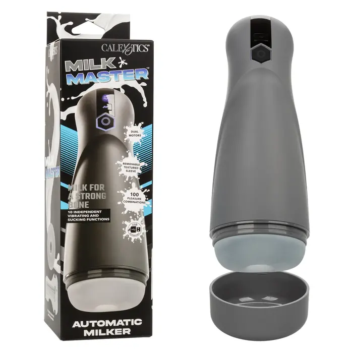 Masturbator Automat cu Vibratie si Suctiune Milk Master CalExotics, Negru cutie