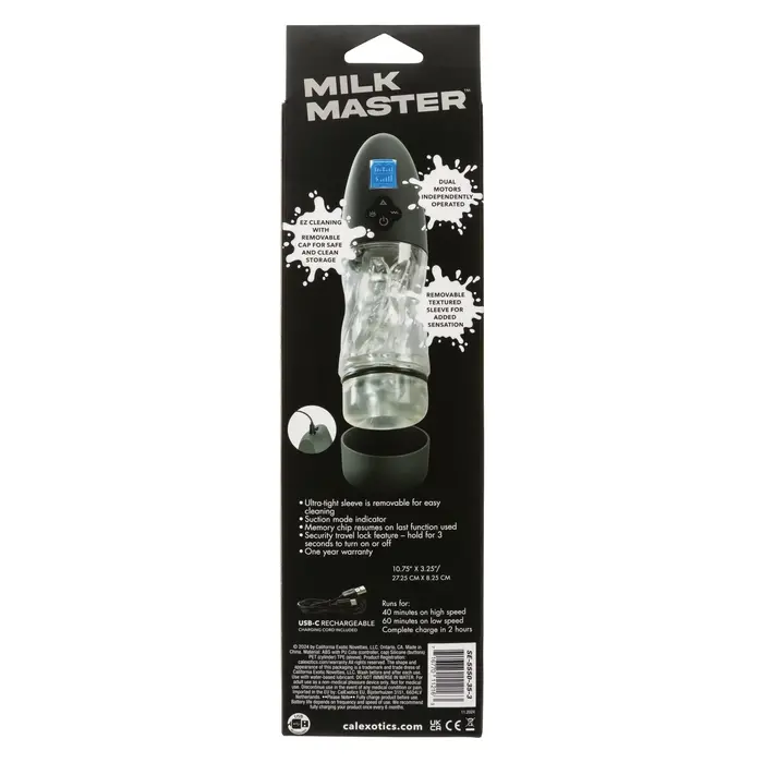Masturbator Automat Transparent cu Vibratie si Suctiune Extreme Milker CalExotics spate cutie
