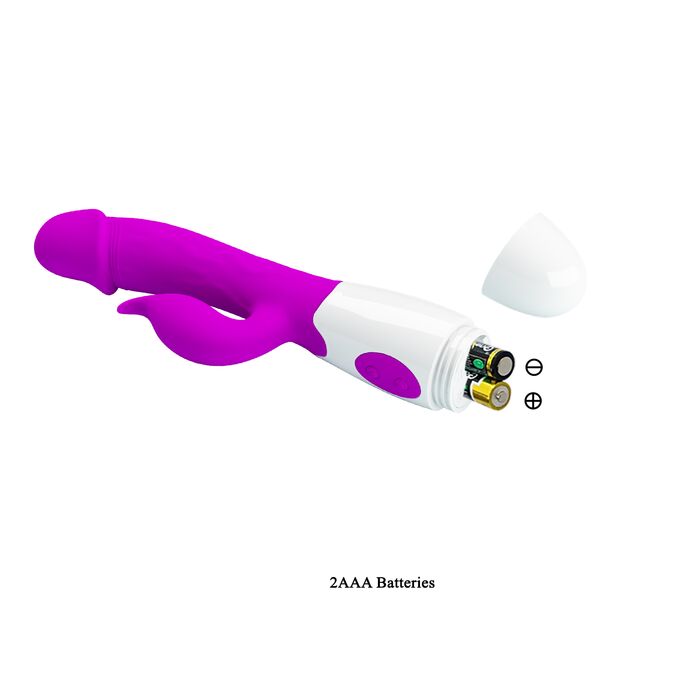 Vibrator Pretty Love Peter Purple, 30 Vibratii detaliu baterii