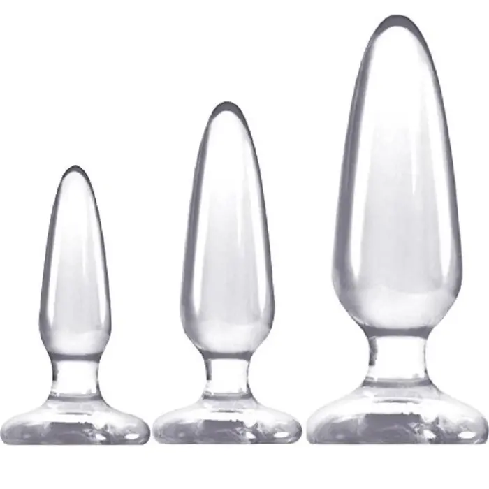 Set 3 dopuri anale Jelly Rancher Trainer Kit NS Novelties transparent, cele trei marimi