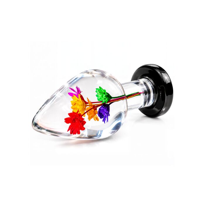 Plug anal Everlasting Bloom by ToyJoy, multicolor, vedere laterala cu baza evazata