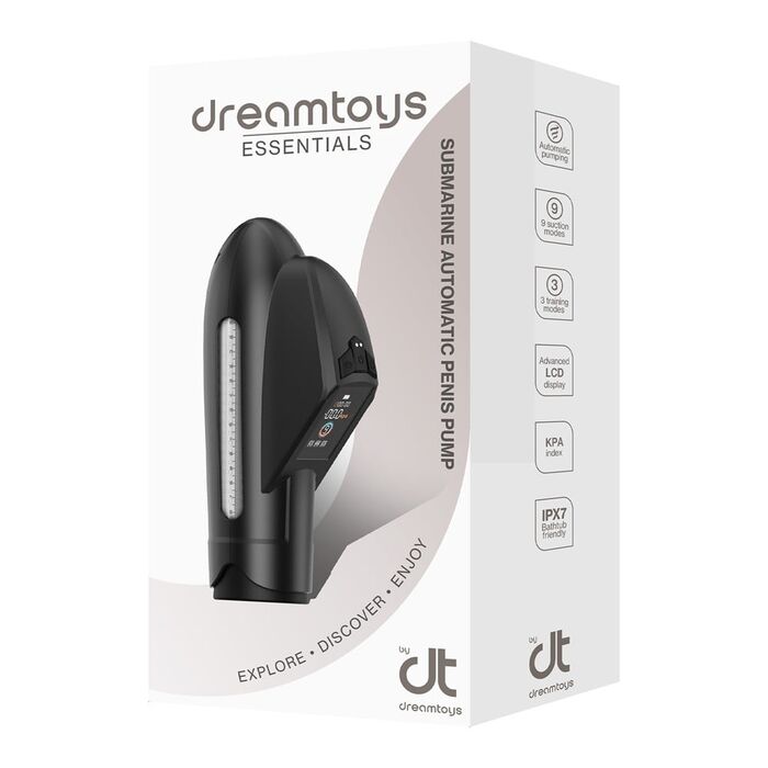 Pompa penis automata Essentials Submarine by Dreamtoys, negru, cutia originala cu toate caracteristicile