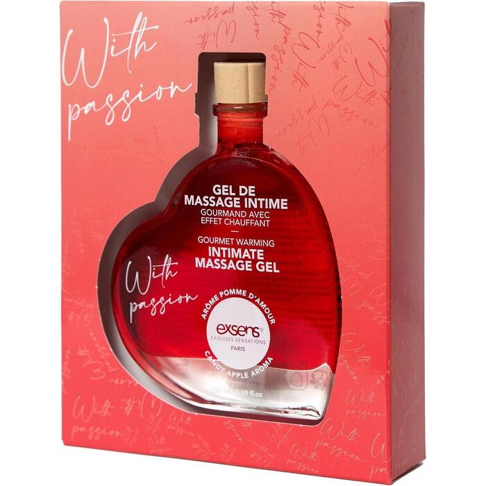 Gel de masaj incalzire cu aroma de mar candy With Passion by Exsens, cutie cadou inchisa