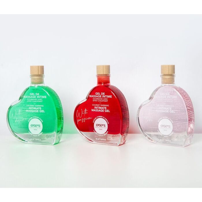 Gel de masaj incalzire cu aroma de mar candy With Passion by Exsens, alaturi de celelalte arome din colectie