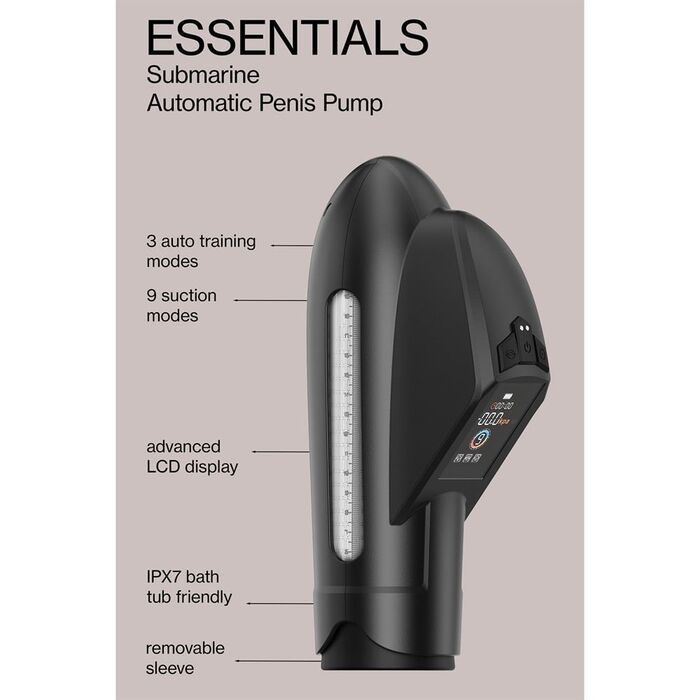 Pompa Penis Automata Essentials Submarine by Dreamtoys, Negru