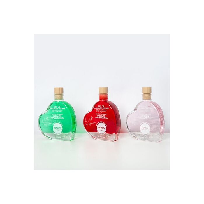 Gel de masaj incalzire cu aroma de mar candy With Passion by Exsens, detaliu eticheta si continut 50 ml