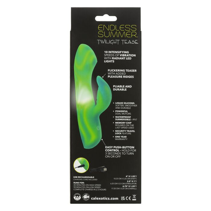 Vibrator Rabbit Twilight Tease by CalExotics Endless Summer, verde, vedere 3