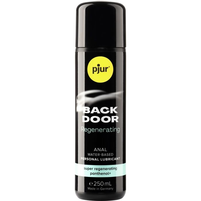 Lubrifiant anal regenerant pjur Back Door, 250 ml, flaconul negru cu eticheta galbena pjur