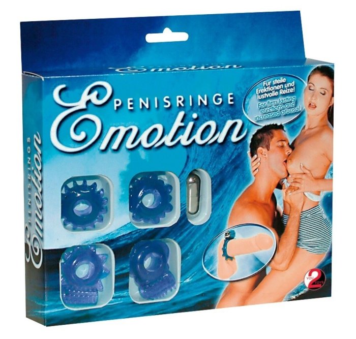 Set 4 Inele si Vibrator Glont You2Toys »Penis Emotion« Albastru