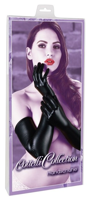 Manusi Negre Wetlook- Latex Look Cotelli Collection - vedere laterala