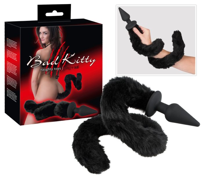Butt Plug Anal Bad Kitty "Cat Tail" 11 cm - Negru