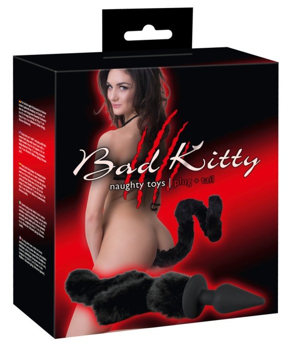 Butt Plug Anal Bad Kitty "Cat Tail" 11 cm - Negru##