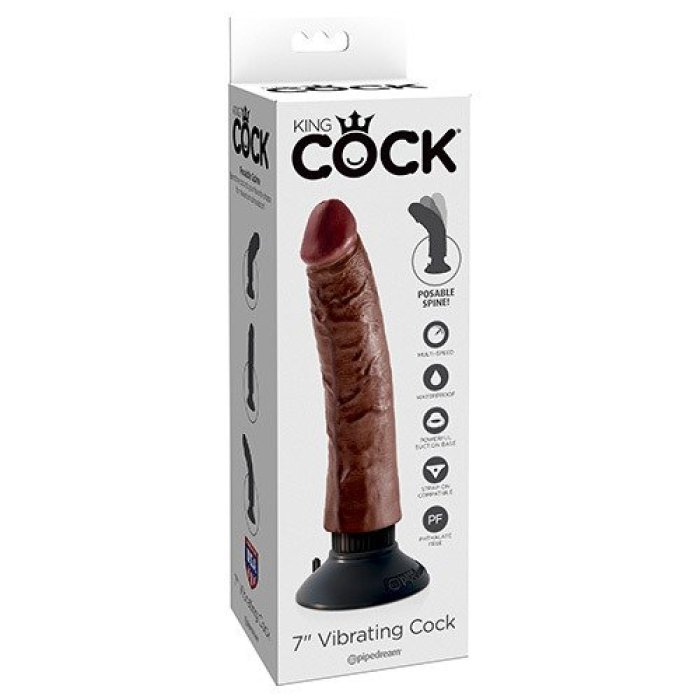 Vibrator King Cock Realistic Brown 7 Inch - vedere frontala