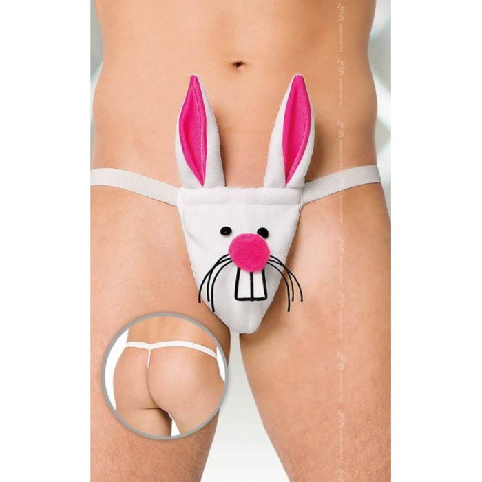 Chiloti Iepuras Mustacios Softline "Funny" - Alb
