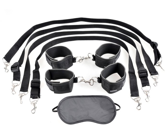Sistem Imobilizare Pipedream "Fetish Fantasy Series Cuffs & Tether Set" Negru##