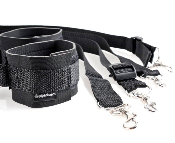 Sistem Imobilizare Pipedream "Fetish Fantasy Series Cuffs & Tether Set" Negru##