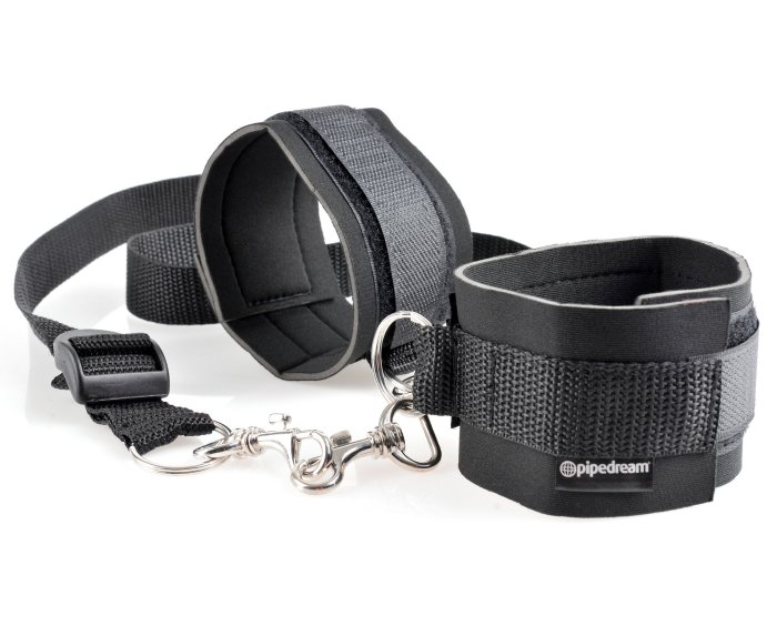Sistem Imobilizare Pipedream "Fetish Fantasy Series Cuffs & Tether Set" Negru##