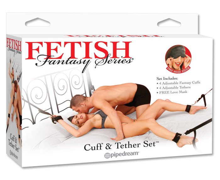 Sistem Imobilizare Pipedream "Fetish Fantasy Series Cuffs & Tether Set" Negru