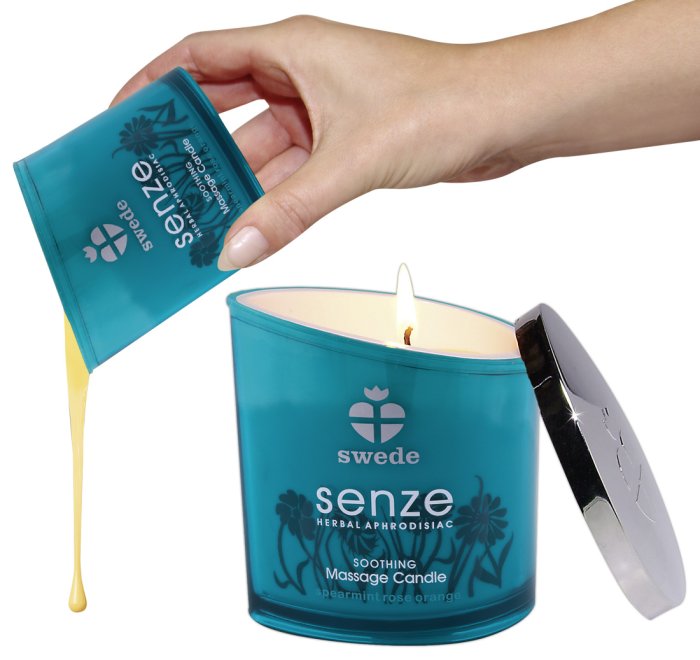 Candela Masaj Senze Afrodisiac Massage, Menta, Trandafiri si Portocale, 150 ml - detaliu design
