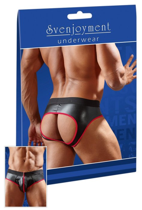 Chiloti Barbati JockStrap Negru - Rosu# - dimensiuni complete