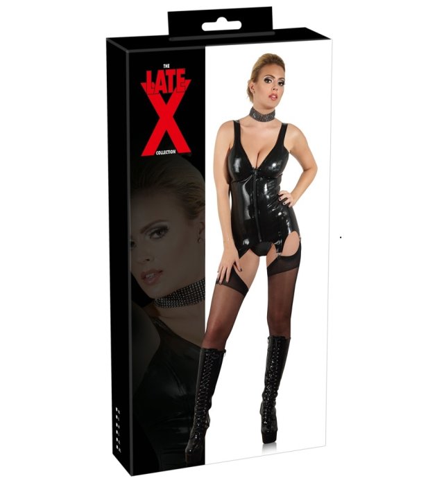 Corset Latex -Negru - vedere laterala