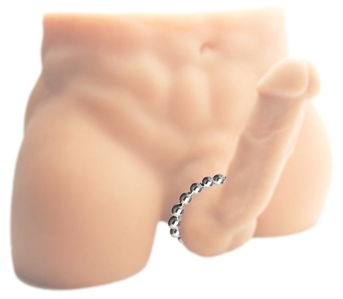 Meridian Steel Beaded Cock Ring - culoare si material