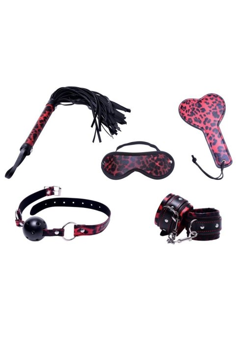 Set Bondage Play Hard "Red Leopard" - Rosu##