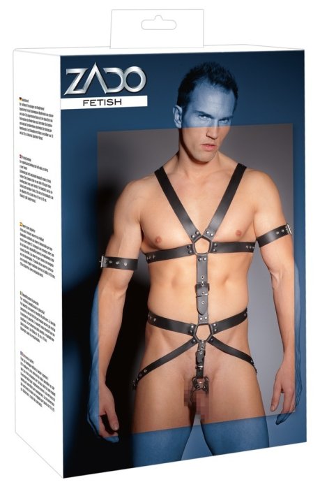 Body Piele Barbati ZADO Harness Bondage S-M - vedere laterala