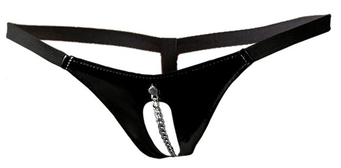 Bikini Latex Look cu Lant Black Level - Negru