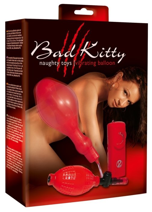 Vibrator Anal Gonflabil Rosu Unisex Bad Kitty - detaliu ambalaj