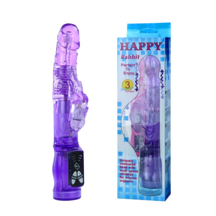 Vibrator Happy Rabbit cu Rotatii Wave Purple - detaliu design