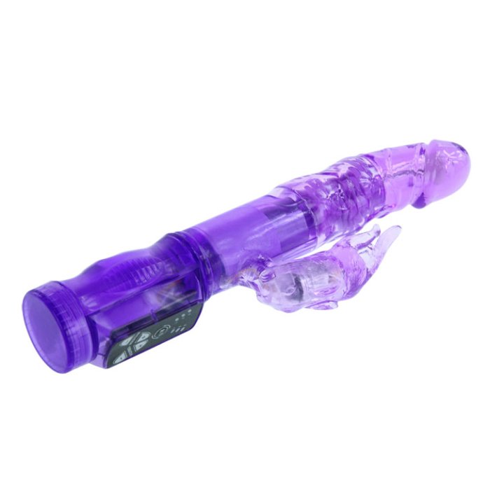 Vibrator Happy Rabbit cu Rotatii Wave Purple - detaliu finisaj