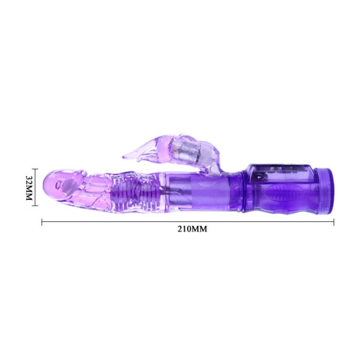 Vibrator Happy Rabbit cu Rotatii Wave Purple - accesorii incluse