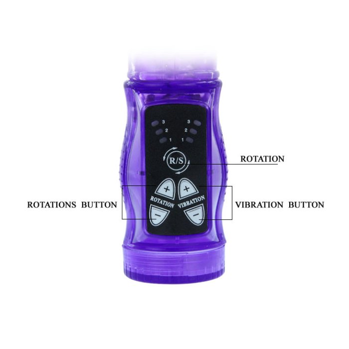 Vibrator Happy Rabbit cu Rotatii Wave Purple - vedere spate