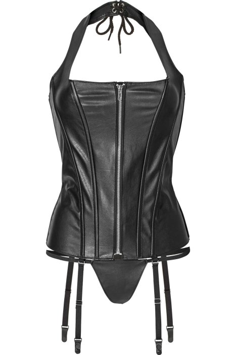 Corset Piele Ecologica Avanza - Negru - vedere frontala