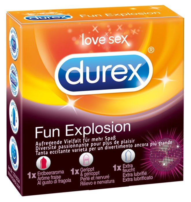 Prezervative Durex Fun Explosion, 3 buc - vedere frontala