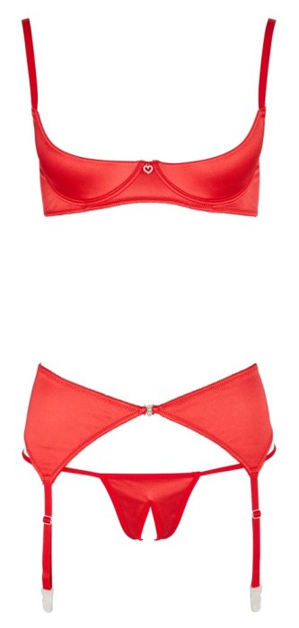 Set Lenjerie Intima Cottelli Collection - Rosu - culoare si material