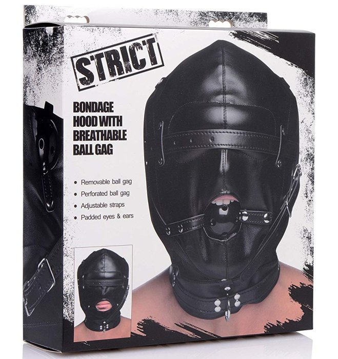 Masca Bondage Hood Mask Ball Gag - detaliu finisaj