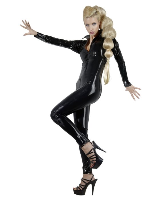 Catsuit LateX Negru# - detaliu finisaj