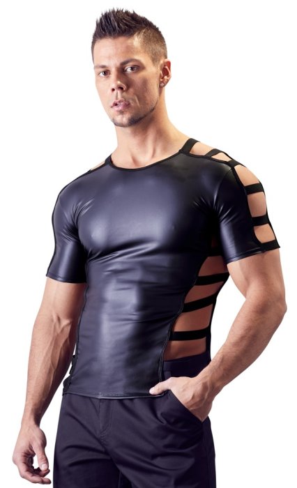 Tricou Negru Barbati Neopren Look - vedere frontala