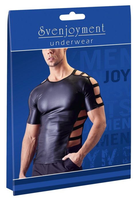 Tricou Negru Barbati Neopren Look - detaliu finisaj